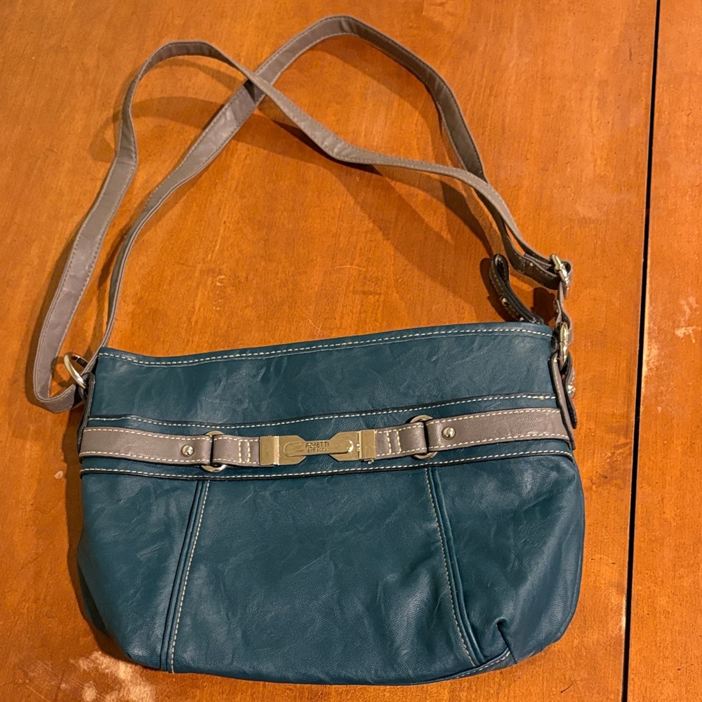 Teal and grey leather purse. Rossetti.